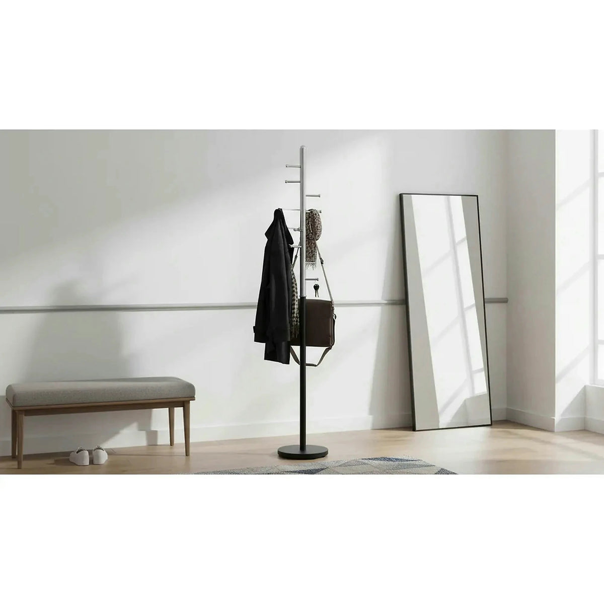 Cuier pom FERRO, crom/negru, metal, 30x173 cm