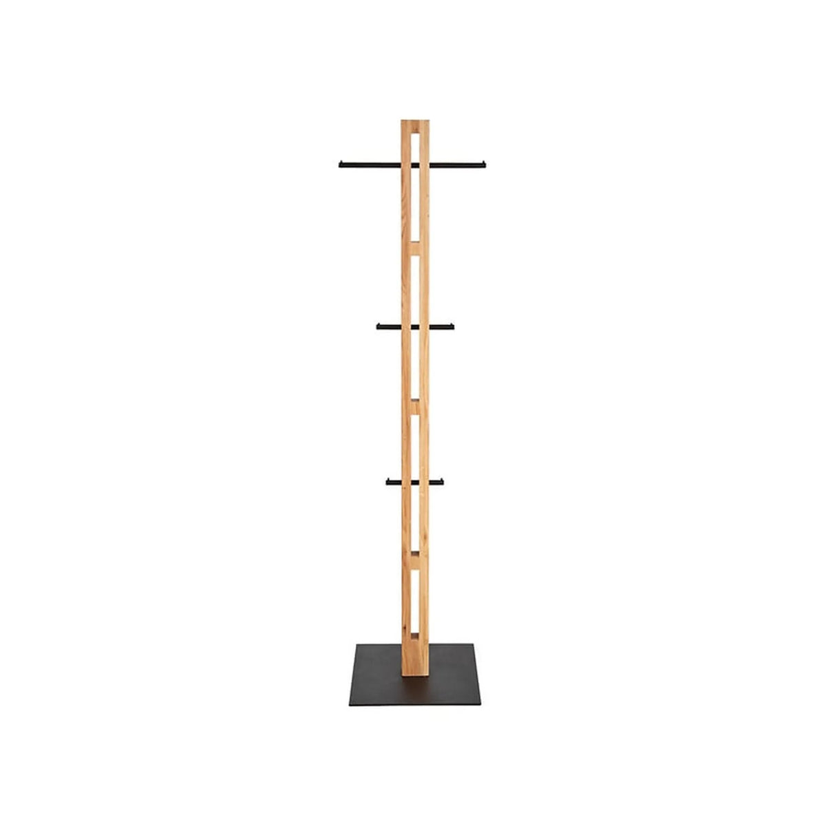 Cuier pom HALBERT, stejar/negru, lemn/metal, 45x40x175 cm