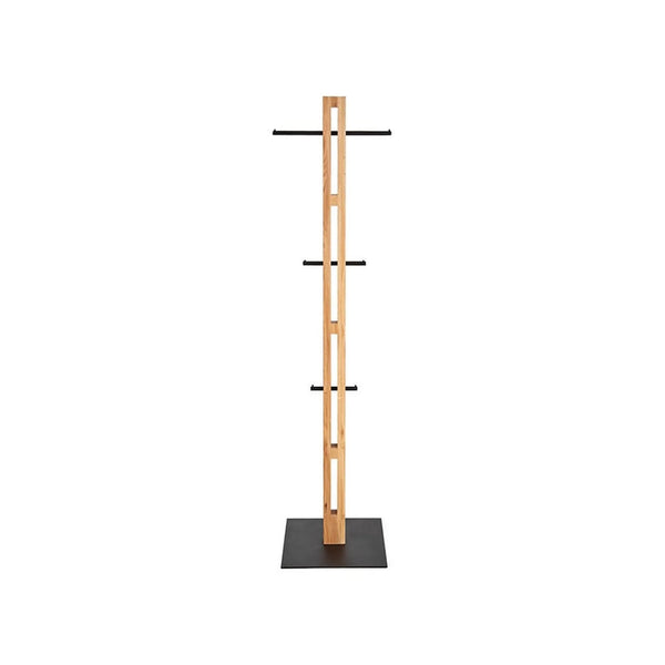 Cuier pom HALBERT, stejar/negru, lemn/metal, 45x40x175 cm