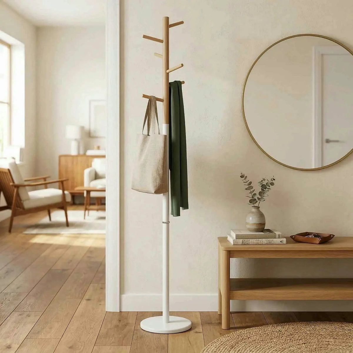 Cuier pom HORST, alb/stejar, metal/lemn, 30x180 cm