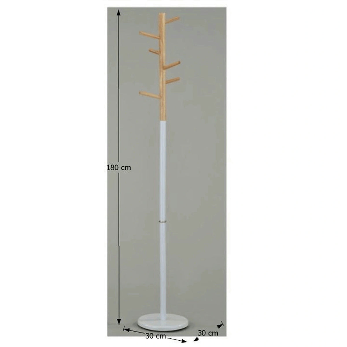 Cuier pom HORST, alb/stejar, metal/lemn, 30x180 cm