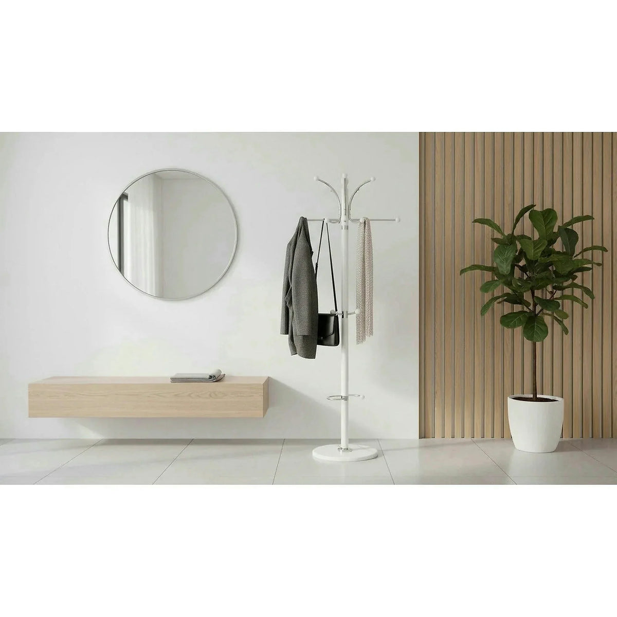 Cuier pom W13, alb, lemn, 38x185 cm