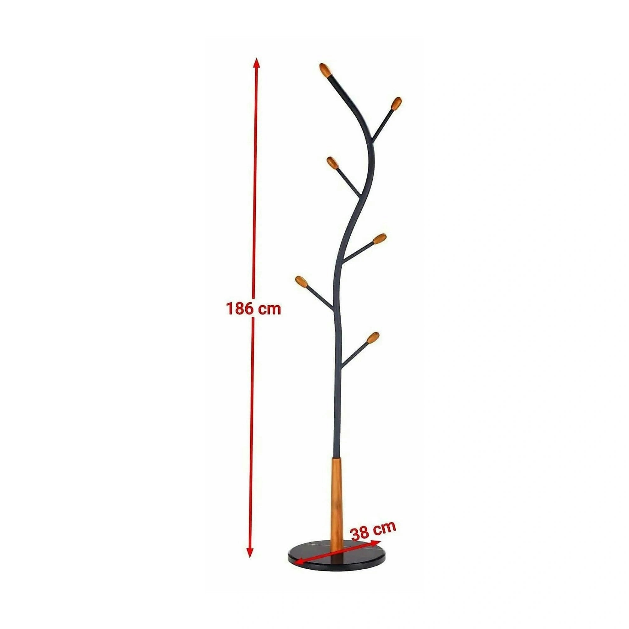 Cuier pom W45, negru, otel/lemn, 38x186 cm