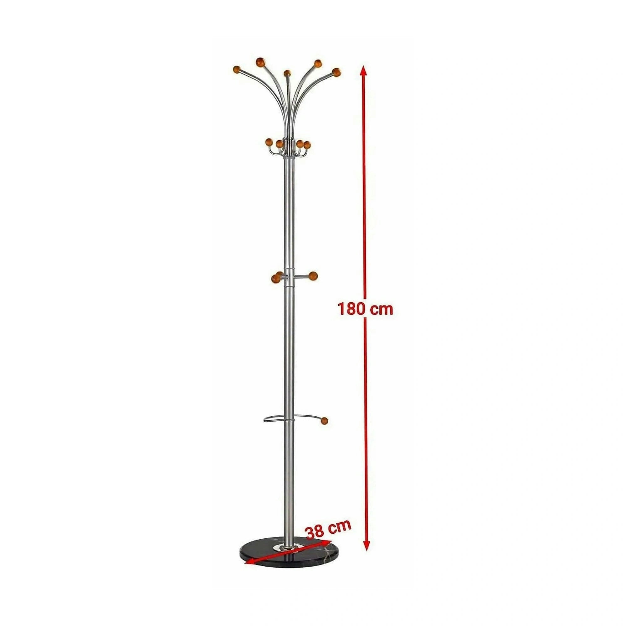 Cuier pom W46, argintiu, otel/lemn, 38x180 cm