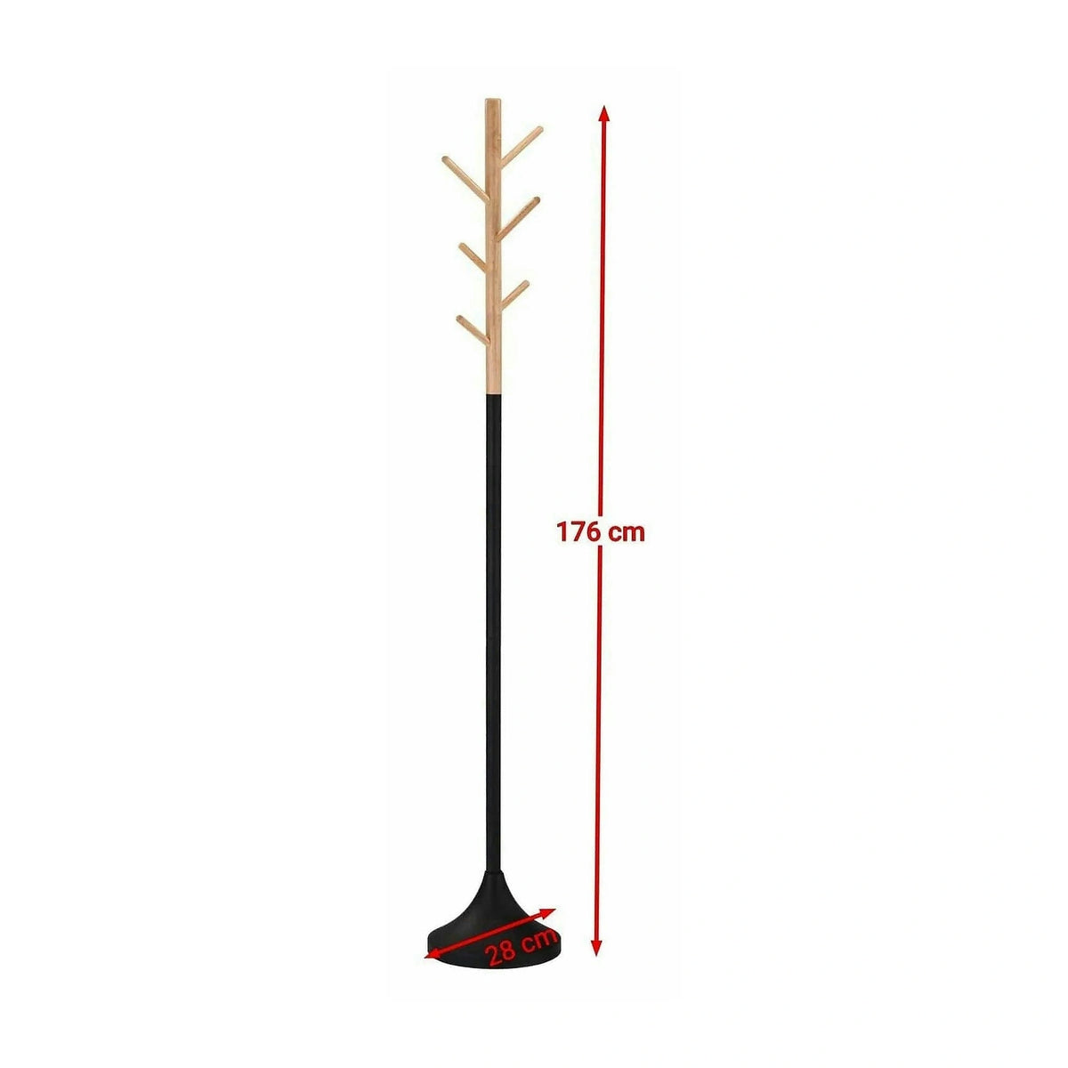 Cuier pom W58, negru/stejar, metal/lemn, 28x176 cm