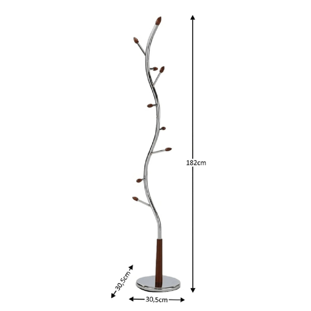Cuier pom ZORO NEW, nuc/crom, lemn/metal, 31x182 cm