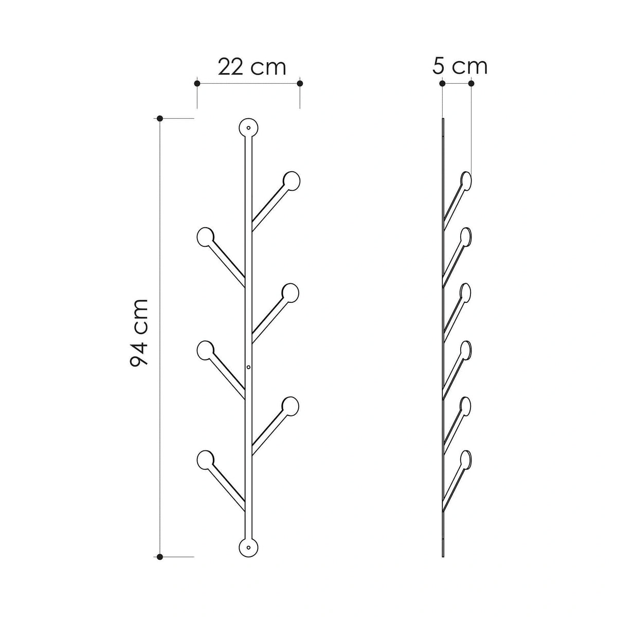 Cuier PONPON, negru, metal, 22x5x94 cm