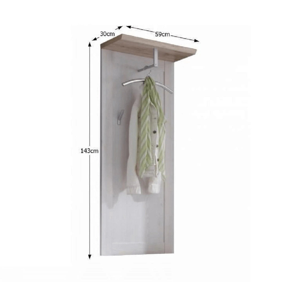 Cuier PROVENSAL, alb/stejar San Remo, PAL infoliat, 59x30x143 cm