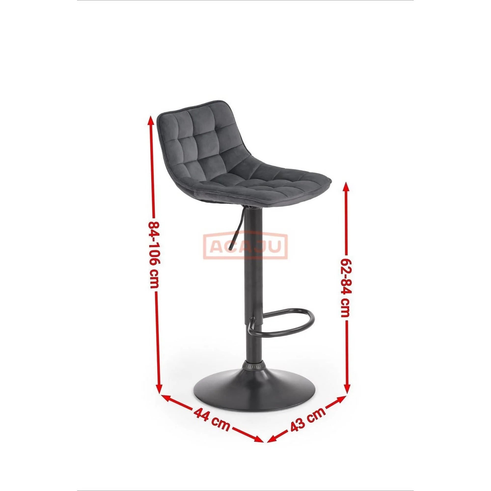 Scaun bar H95, verde inchis/gri inchis, stofa/otel, 43x44x84/106 cm