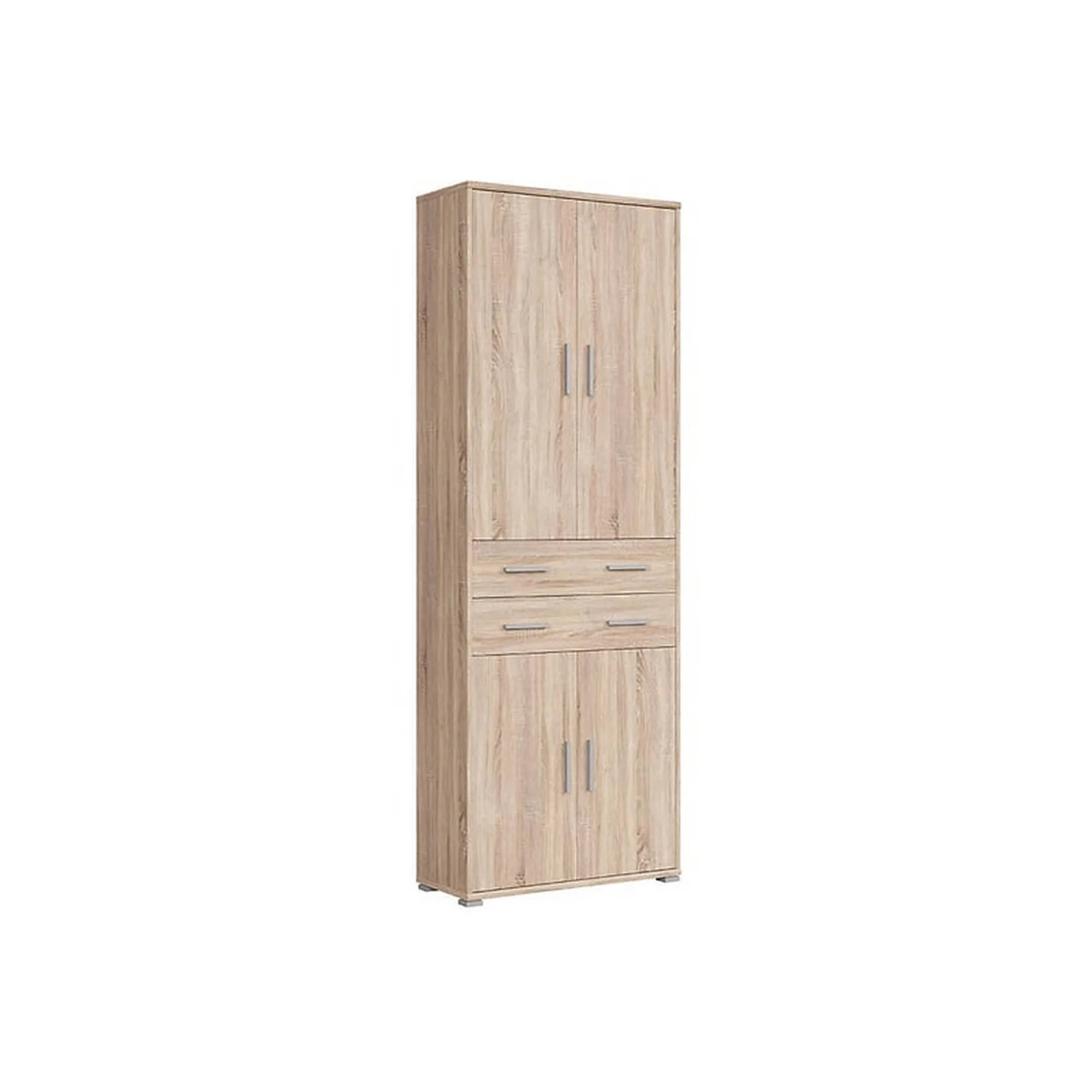 Dulap OFFICE, stejar sonoma, PAL laminat, cu 4 usi si 2 sertare, 79x35x221 cm