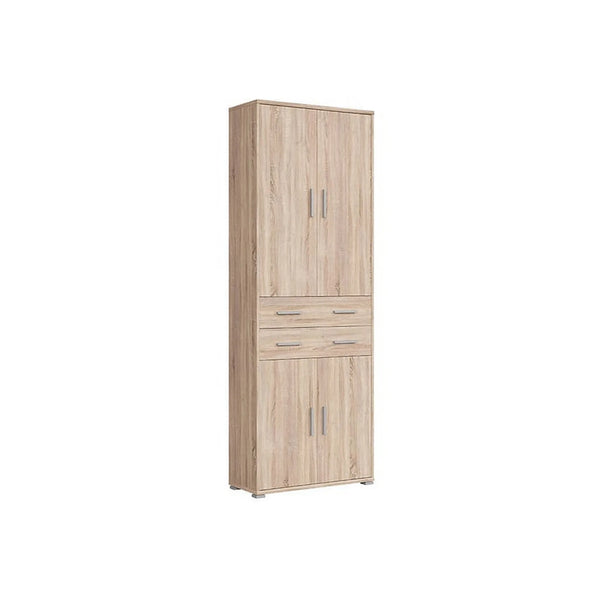 Dulap OFFICE, stejar sonoma, PAL laminat, cu 4 usi si 2 sertare, 79x35x221 cm