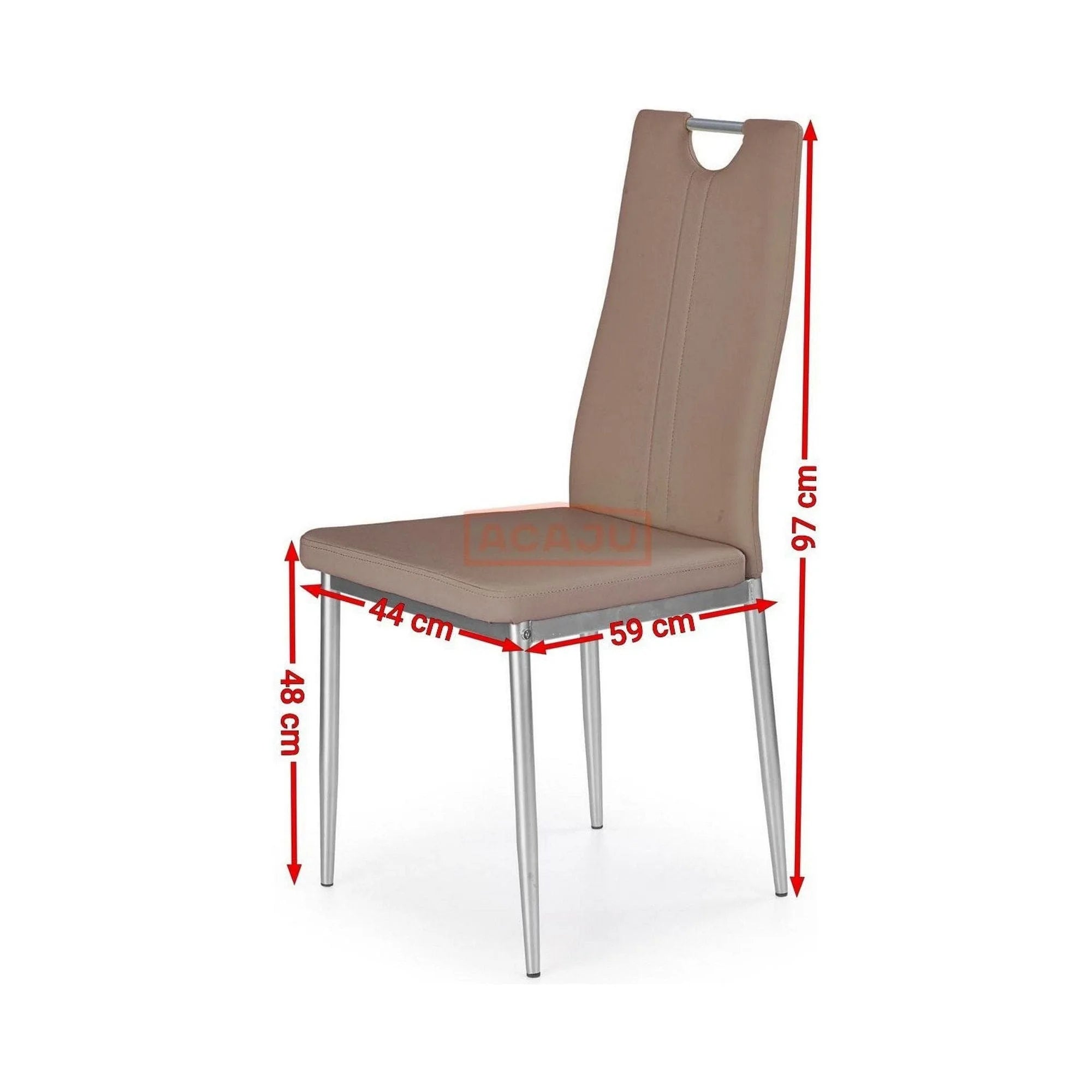 Scaun tapitat K202, cappuccino/crom, piele ecologica/metl, 44X54X97 CM