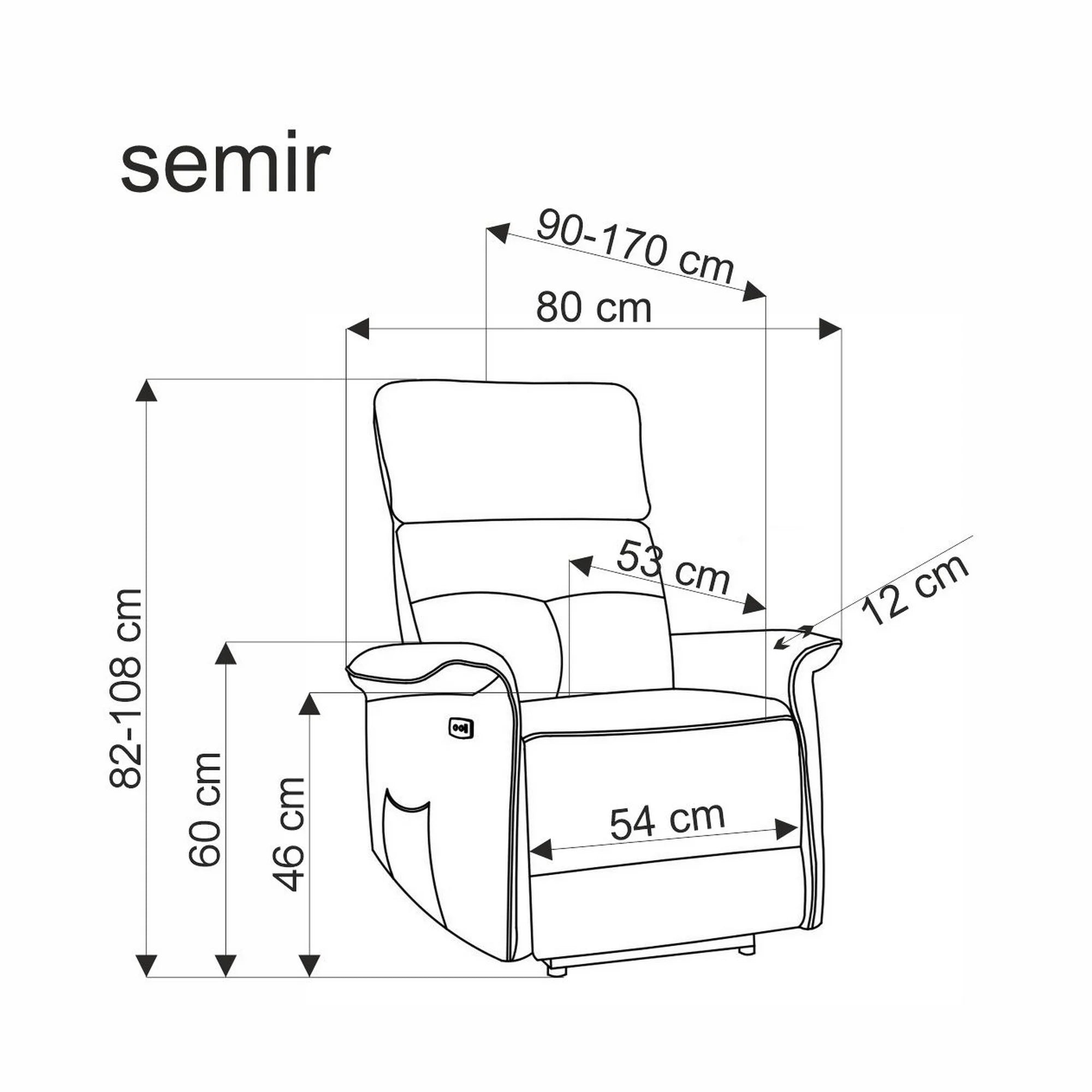 Fotoliu rabatabil SEMIR, stofa catifelata albastru - Bluvel 86, 80x90/170x92/108 cm