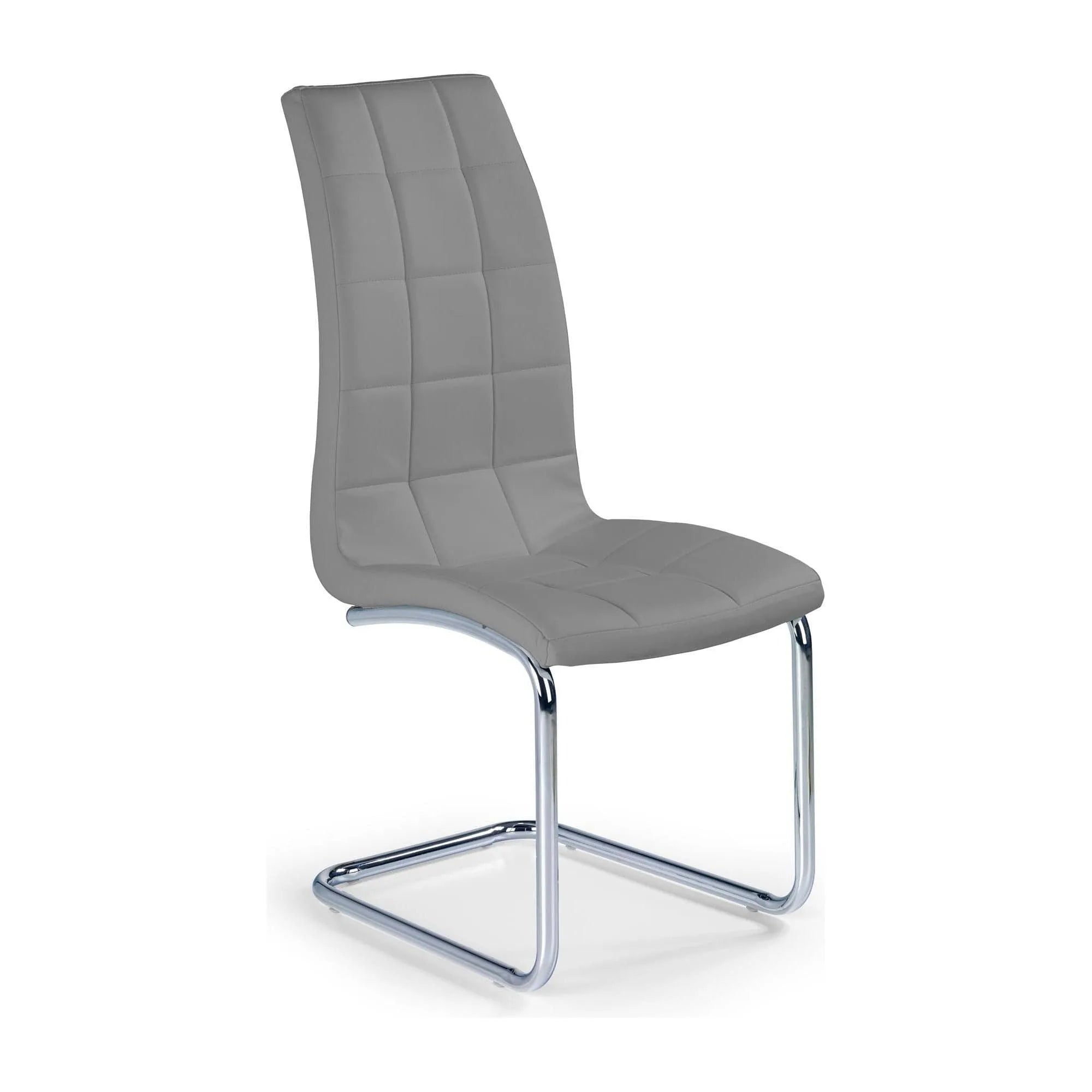 Scaun tapitat K147, gri/crom, piele ecologica/metal, 42X55X101 CM
