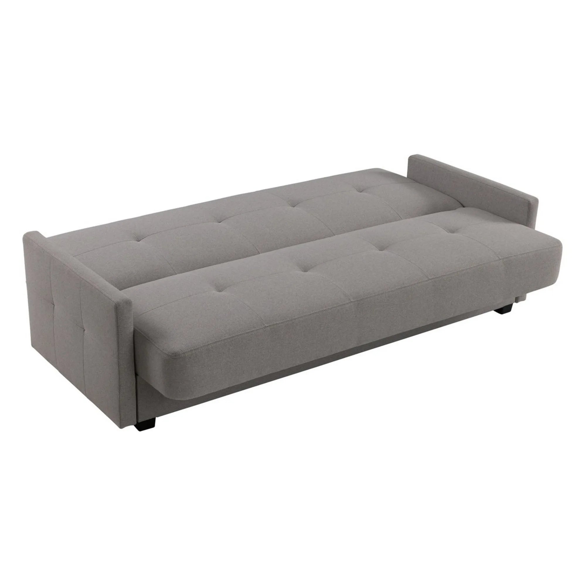 Canapea extensibila MARO, stofa clasica gri - Mossa 09, cu lada depozitare, 207x95x95 cm