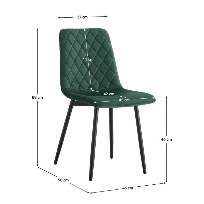 Scaun DAMIA TIP 2, verde smarald/negru, stofa catifelata/metal, 45x58x89 cm