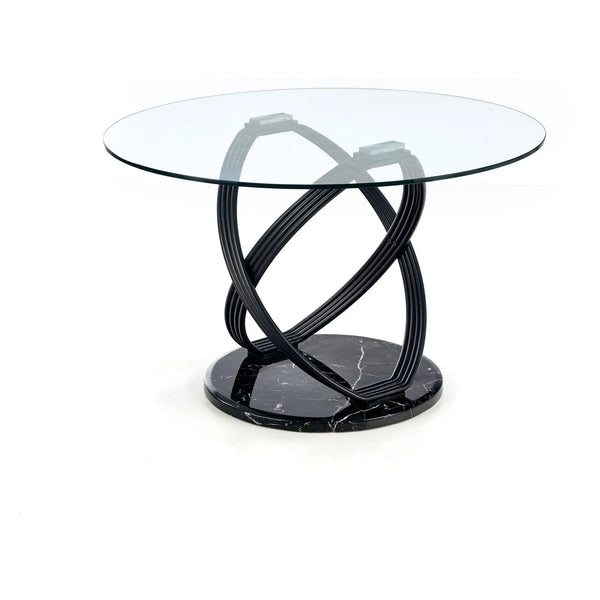 Masa OPTICO, negru, sticla/metal, 122x77 cm