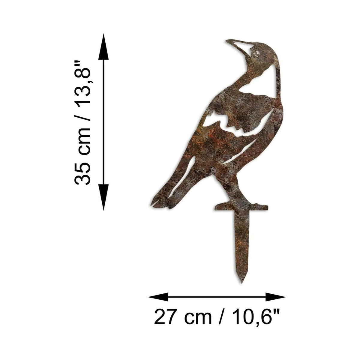Decoratiune gradina BIRD A-01, maro, metal, 27x35 cm