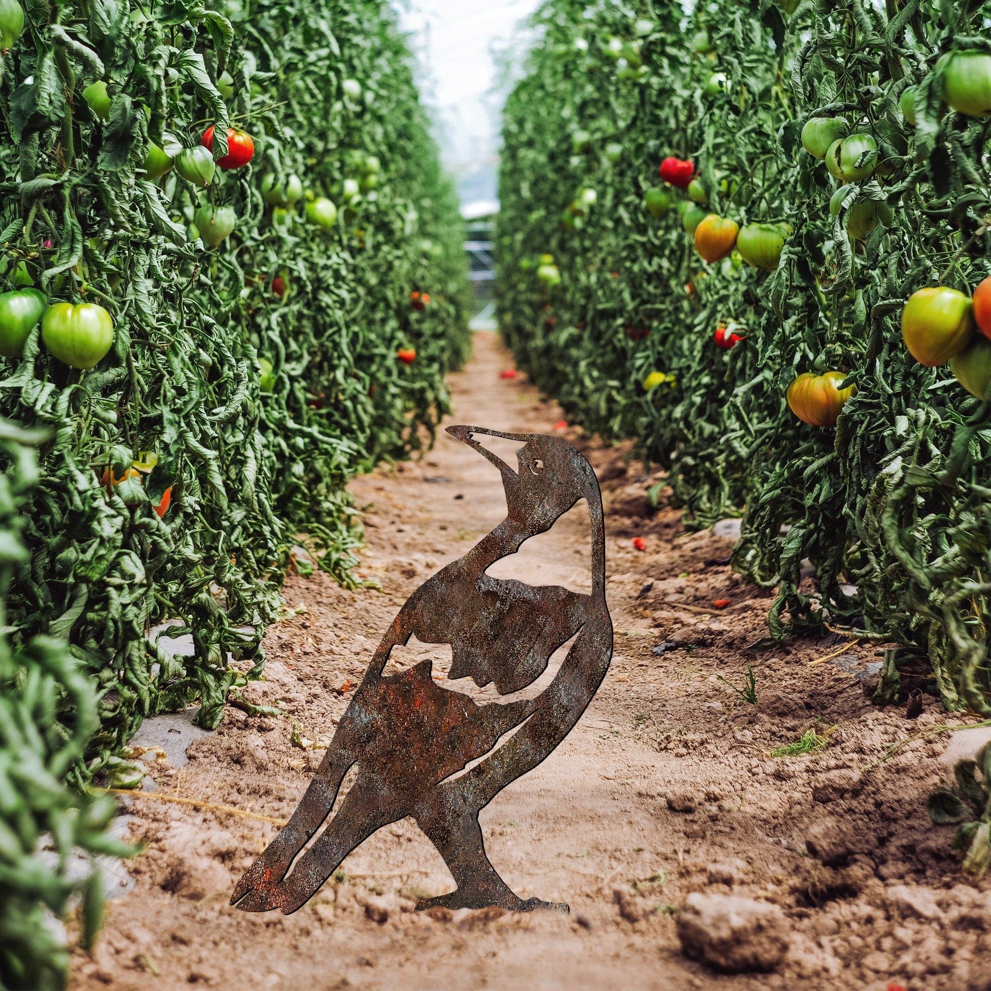 Decoratiune gradina BIRD A-01, maro, metal, 27x35 cm