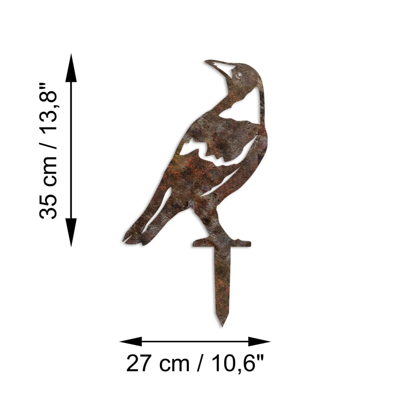 Decoratiune gradina BIRD A-01, maro, metal, 27x35 cm