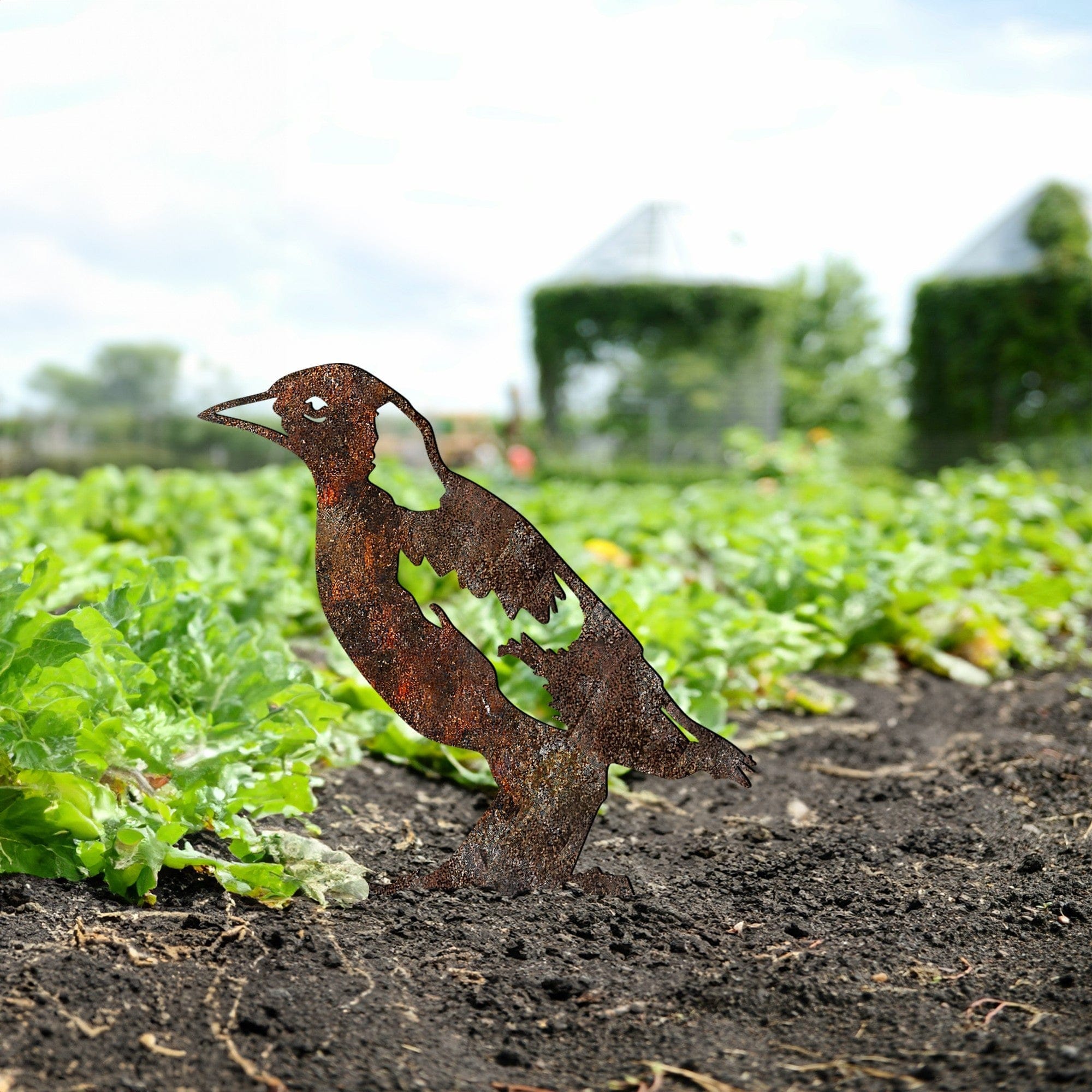 Decoratiune gradina BIRD A-03, maro, metal, 23x21 cm