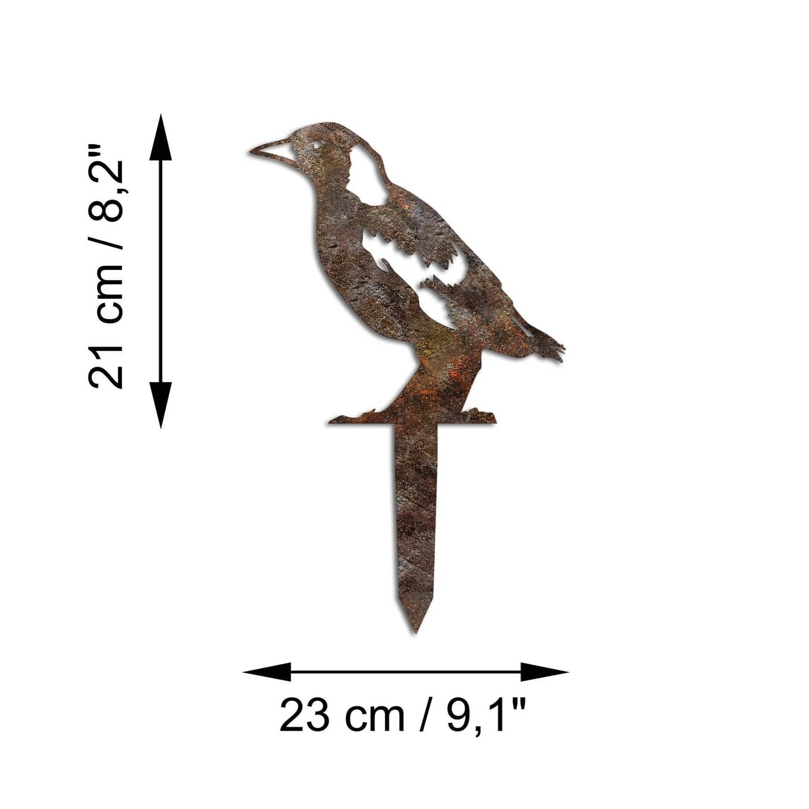 Decoratiune gradina BIRD A-03, maro, metal, 23x21 cm