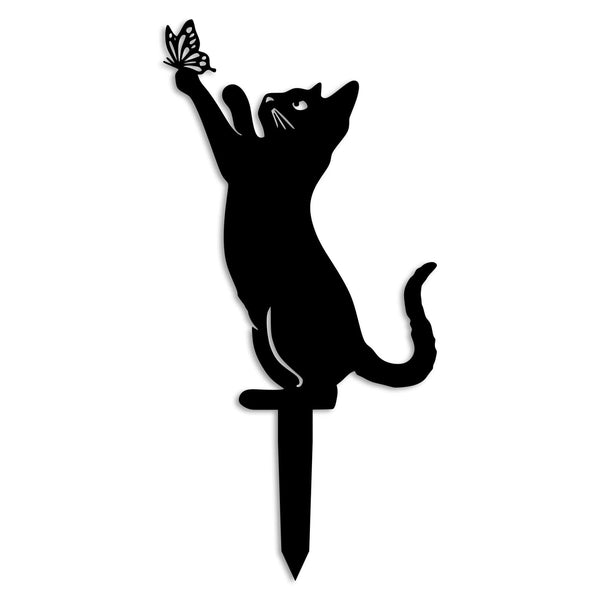 Decoratiune gradina CAT 01, negru, metal, 24x34 cm