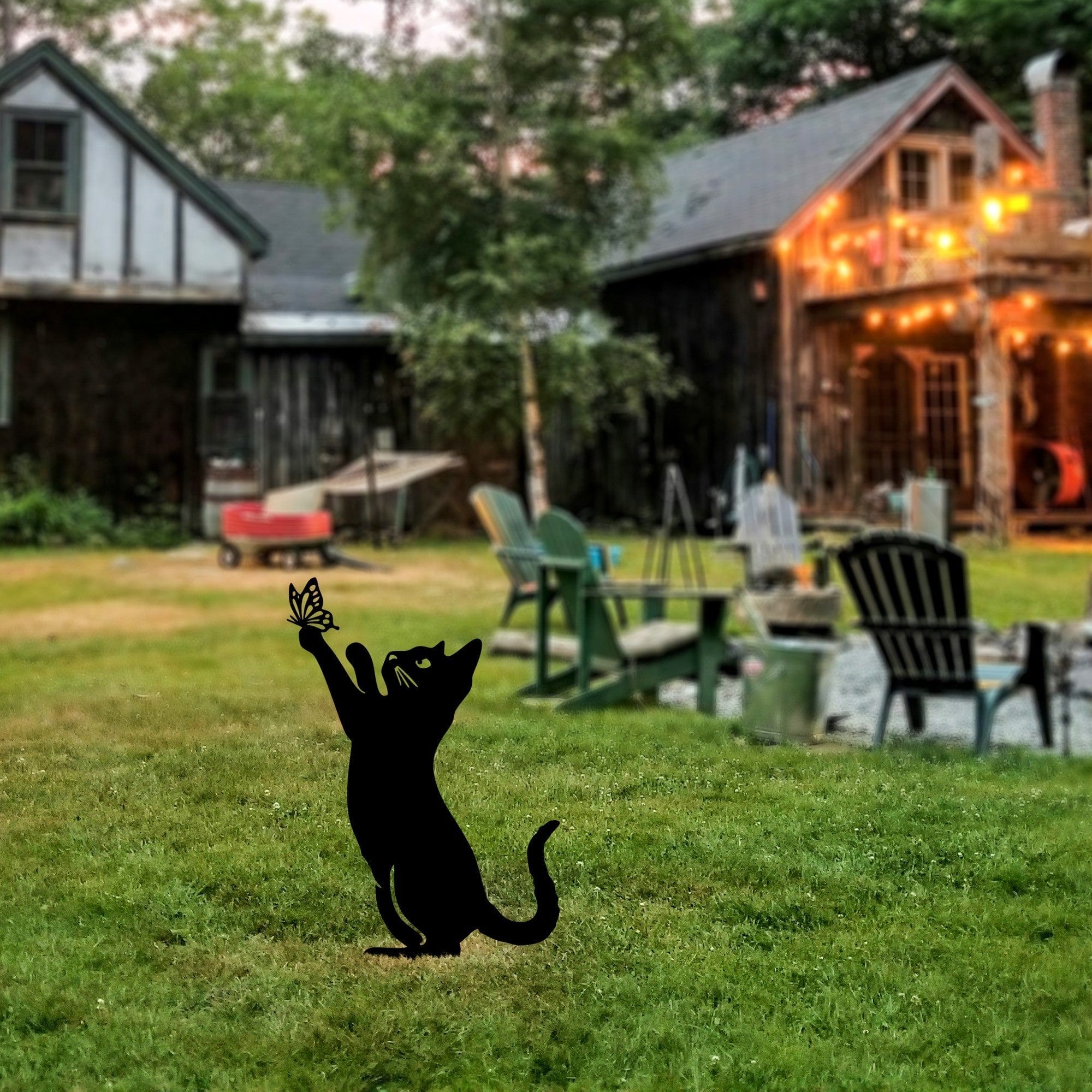 Decoratiune gradina CAT 01, negru, metal, 24x34 cm