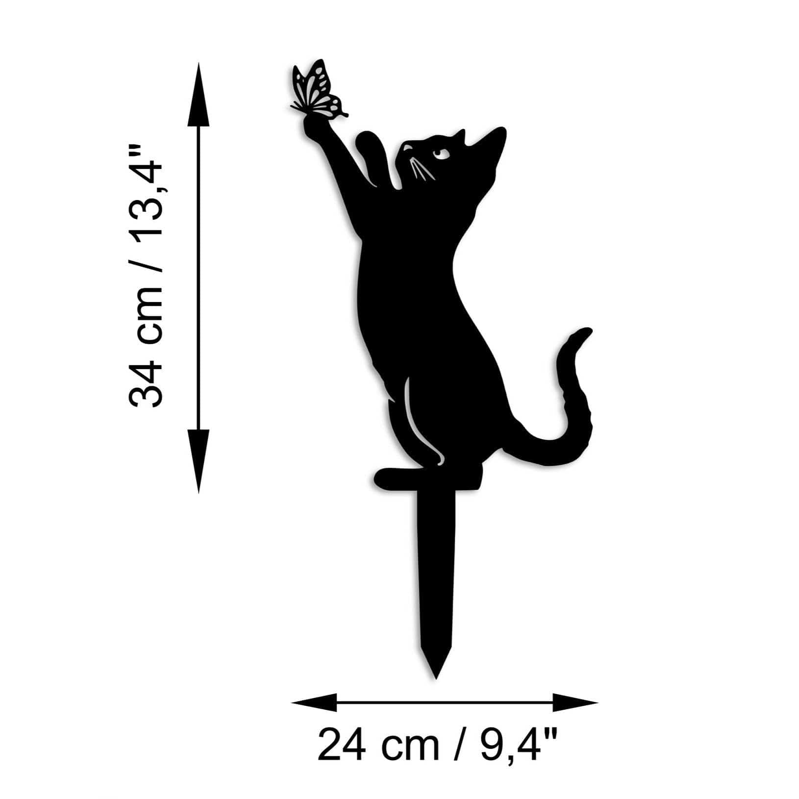 Decoratiune gradina CAT 01, negru, metal, 24x34 cm