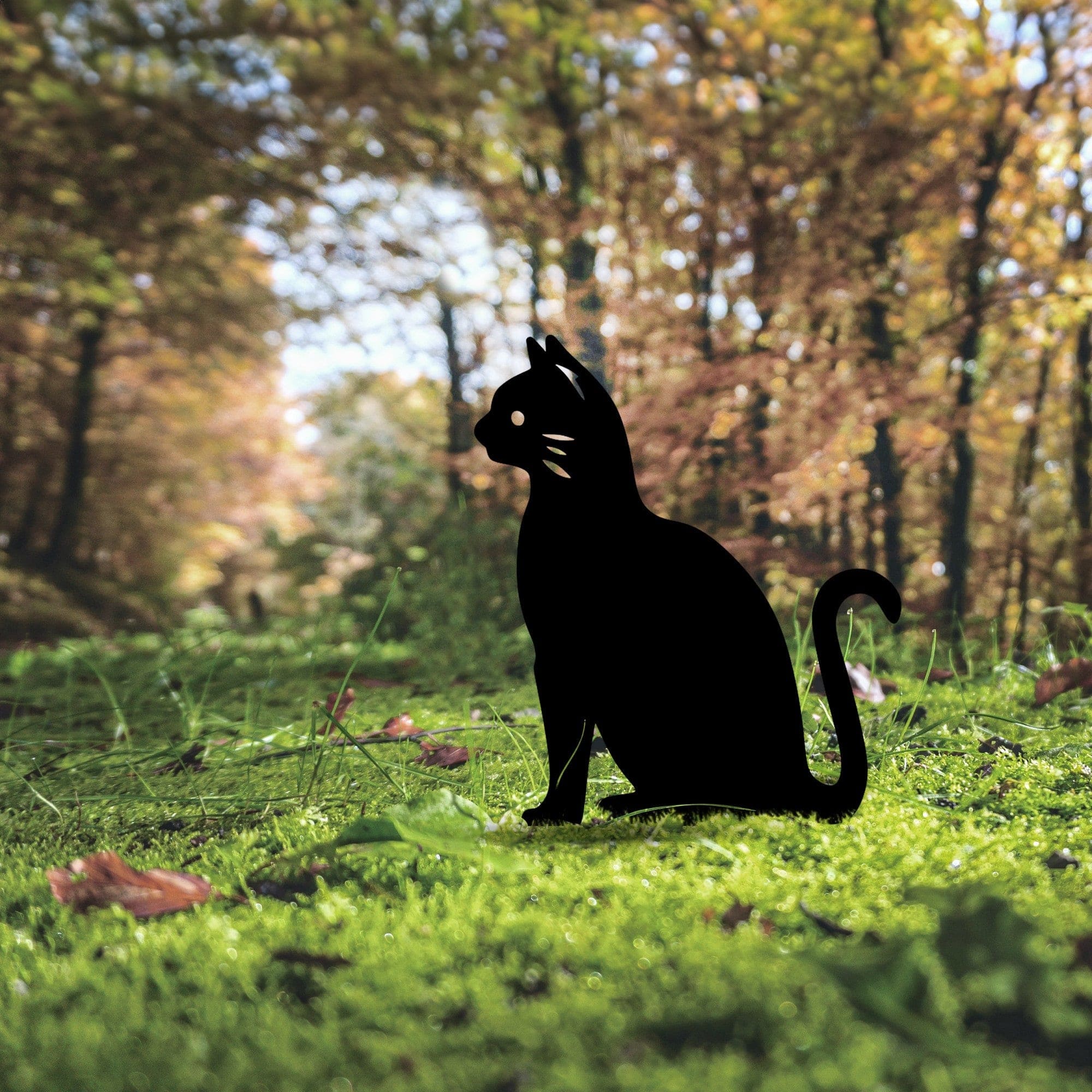 Decoratiune gradina CAT-02, negru, metal, 20x23 cm