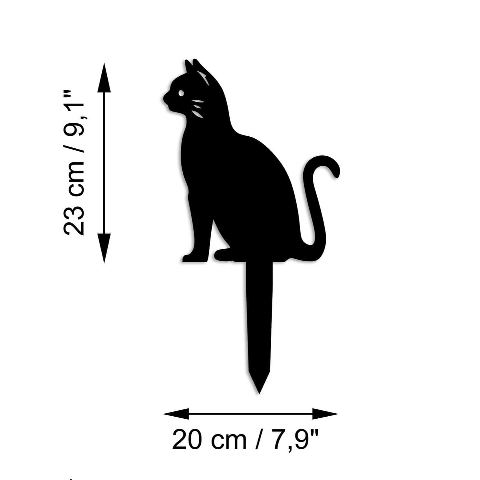 Decoratiune gradina CAT-02, negru, metal, 20x23 cm