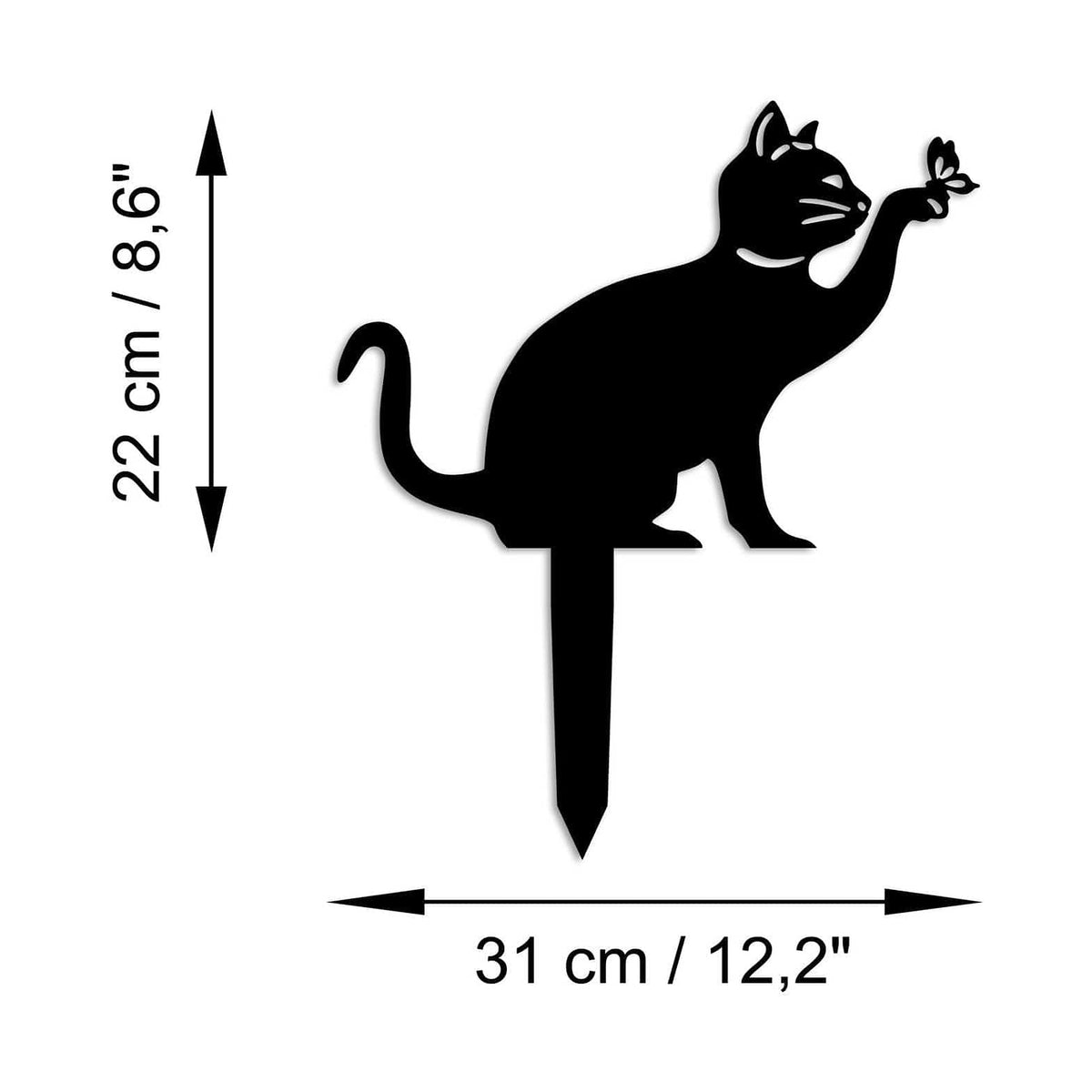 Decoratiune gradina CAT-03, negru, metal, 31x22 cm
