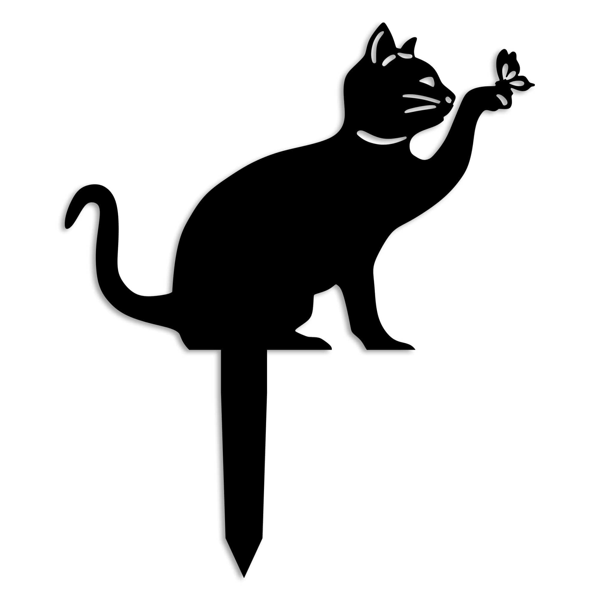 Decoratiune gradina CAT-03, negru, metal, 31x22 cm