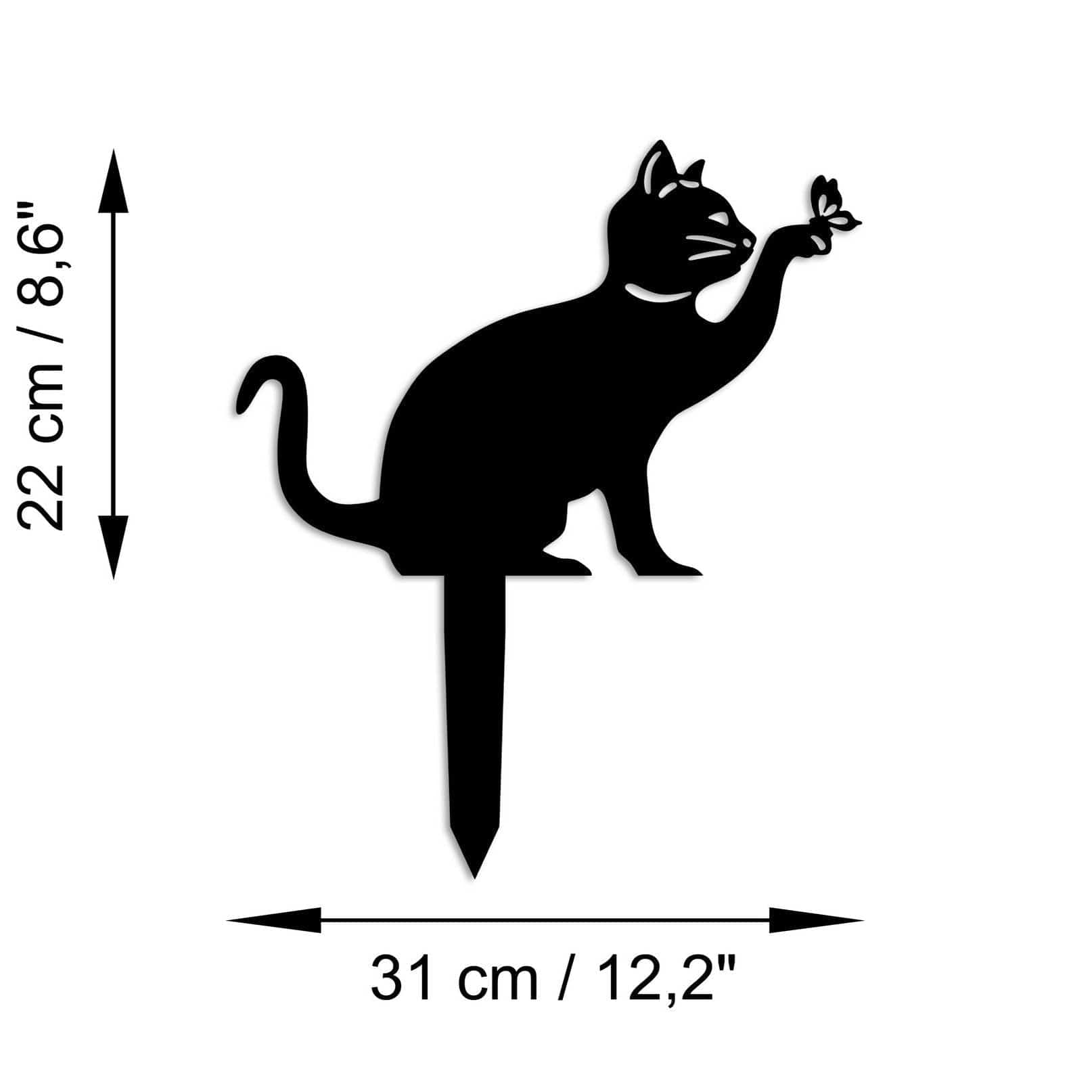 Decoratiune gradina CAT-03, negru, metal, 31x22 cm