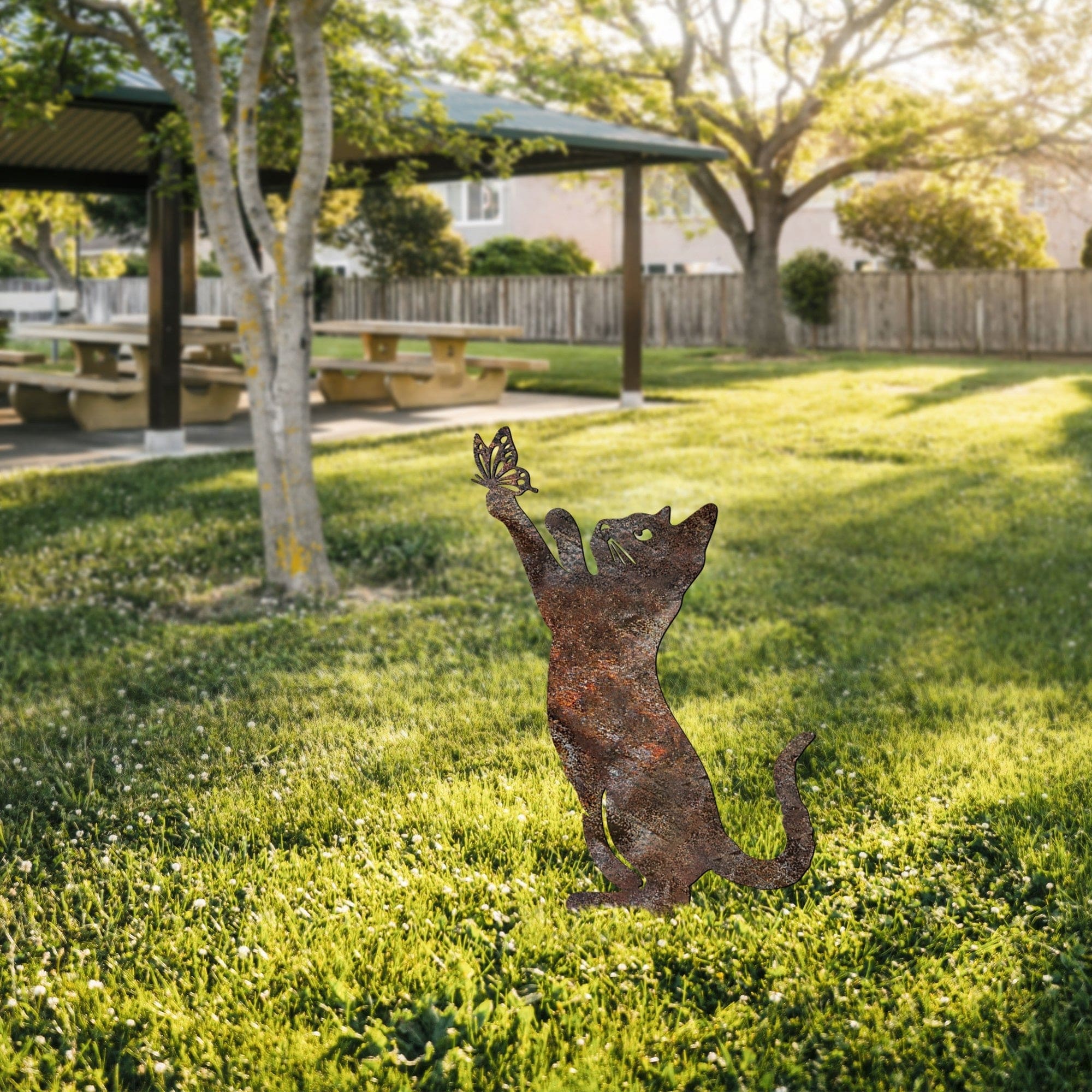 Decoratiune gradina CAT A-01, maro, metal, 24x34 cm