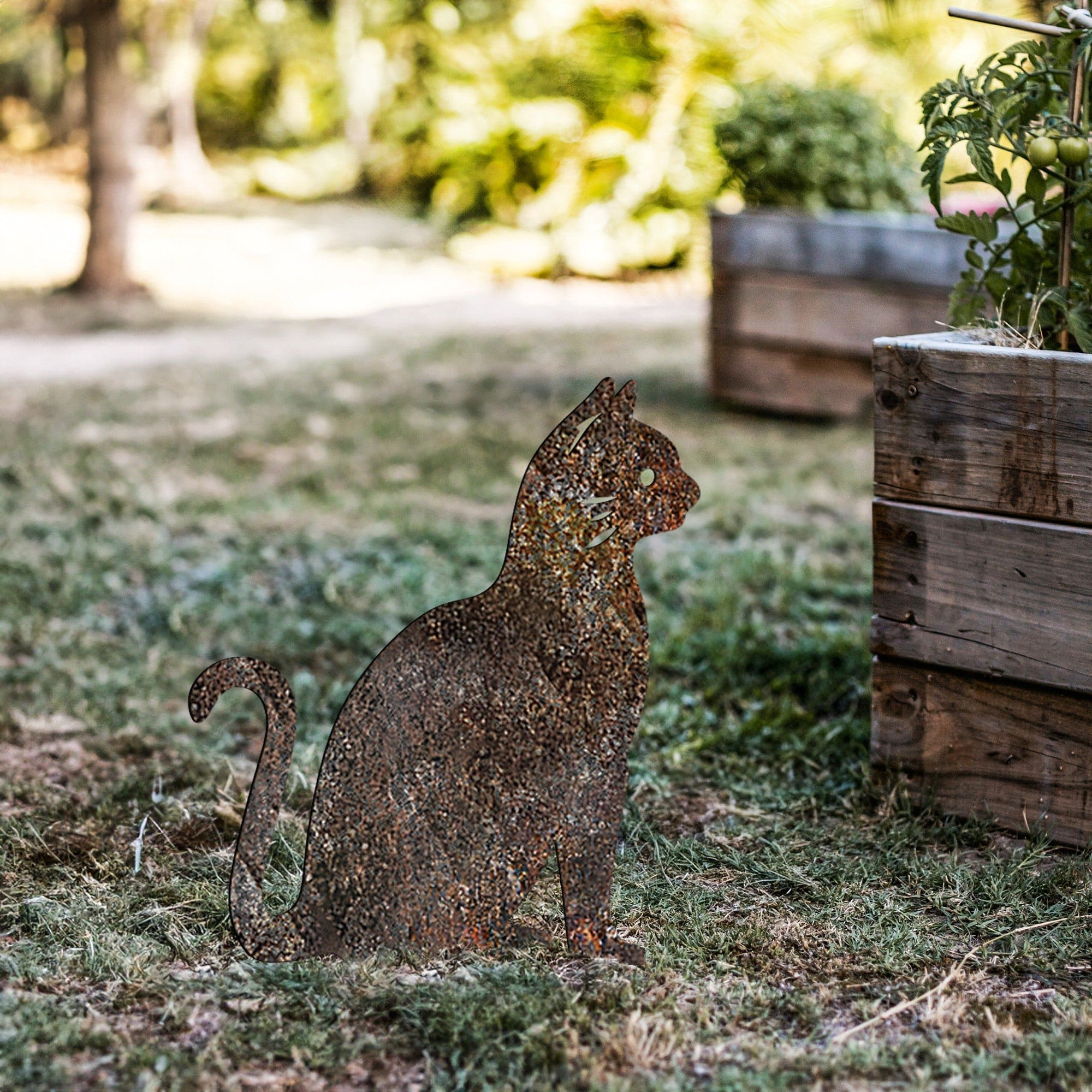 Decoratiune gradina CAT A-02, maro, metal, 20x23 cm