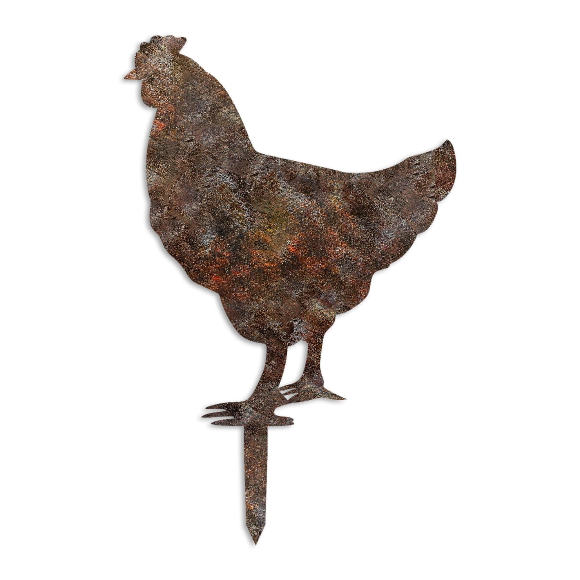 Decoratiune gradina CHICKEN A-01, maro, metal, 42x49 cm