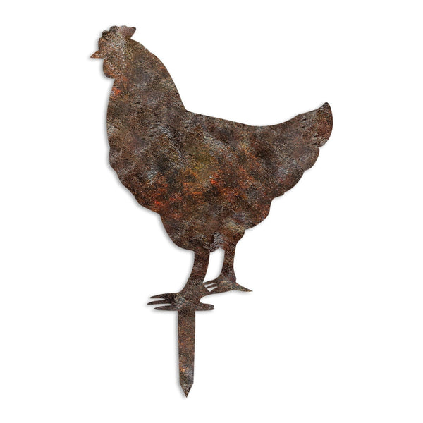 Decoratiune gradina CHICKEN A-01, maro, metal, 42x49 cm
