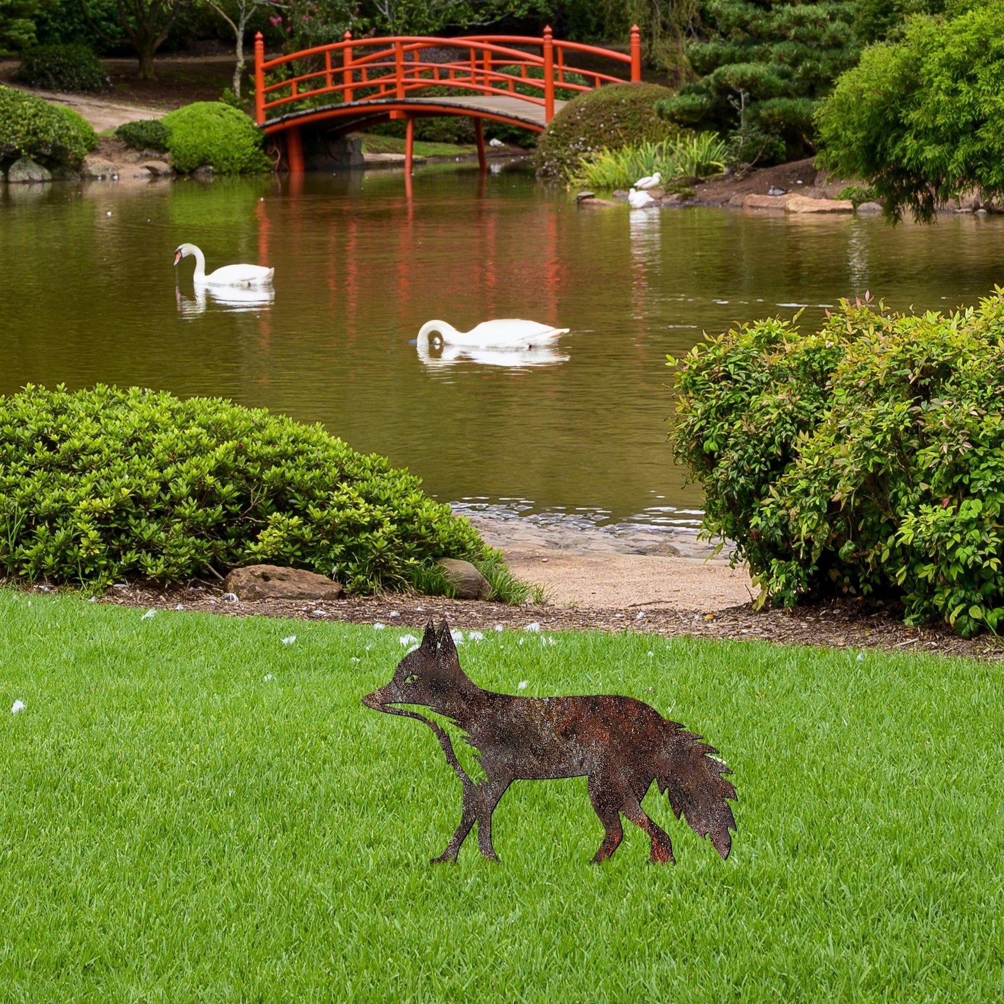 Decoratiune gradina FOX A-01, maro, metal, 50x33 cm