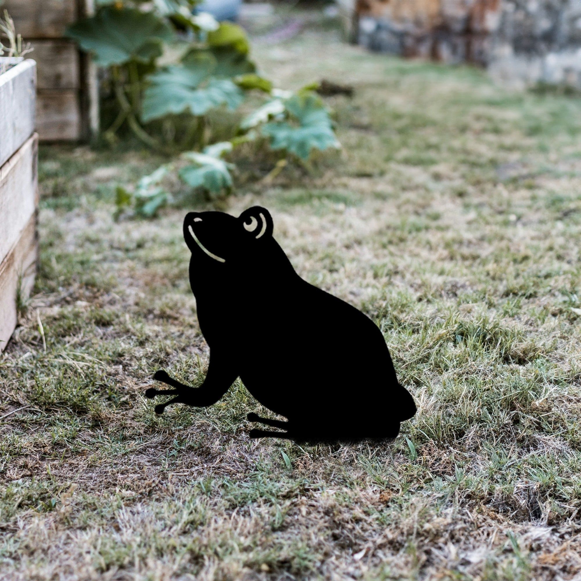 Decoratiune gradina FROG 01, negru, metal, 34x22 cm