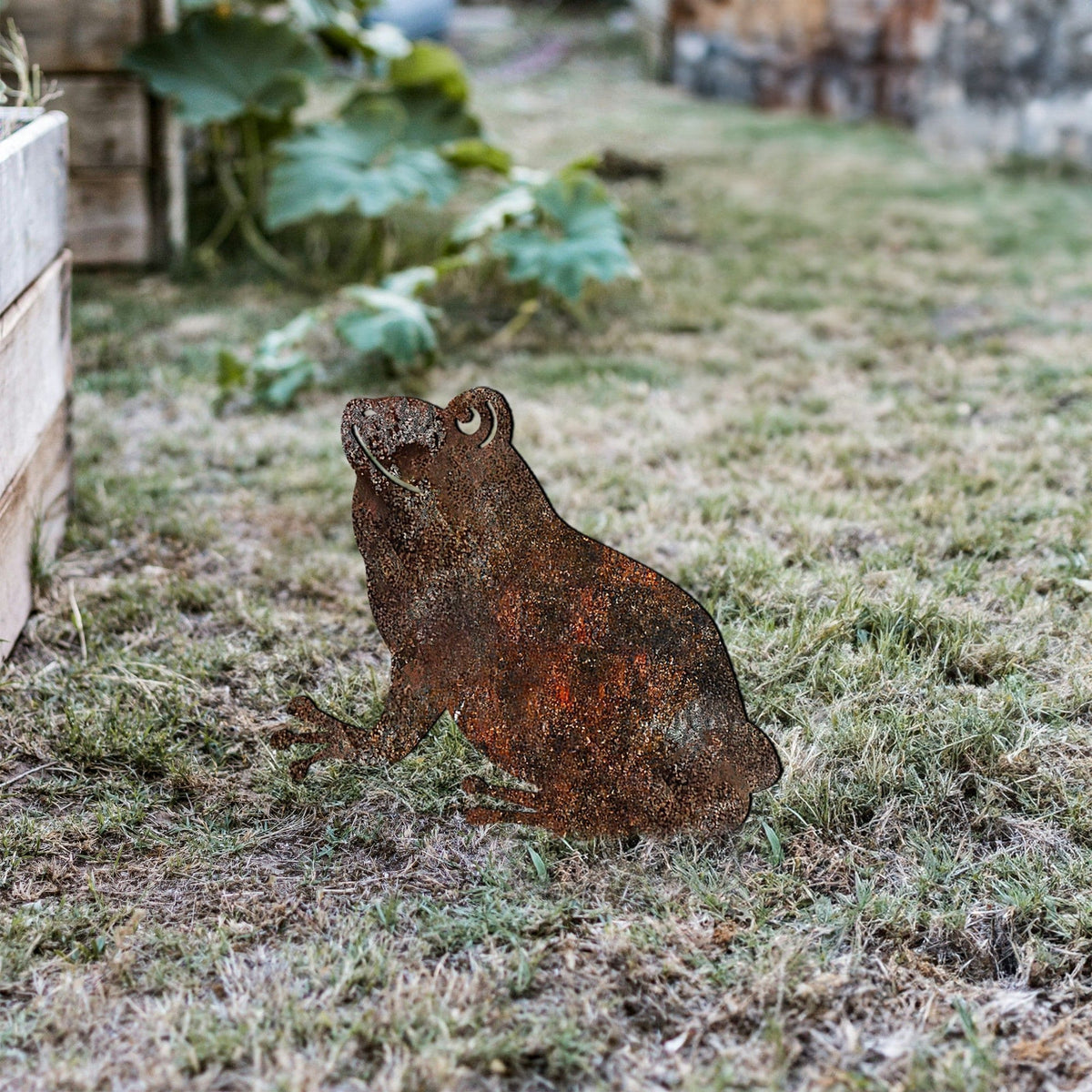 Decoratiune gradina FROG A 01, maro, metal, 34x22 cm