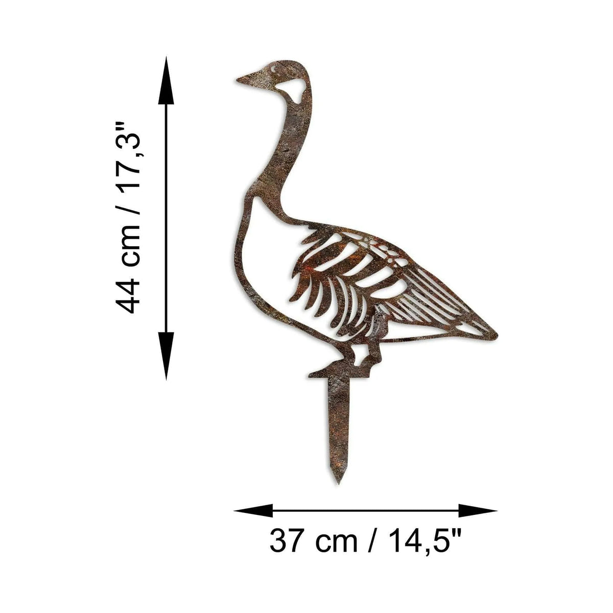 Decoratiune gradina GOOSE A-03, maro, metal, 37x44 cm