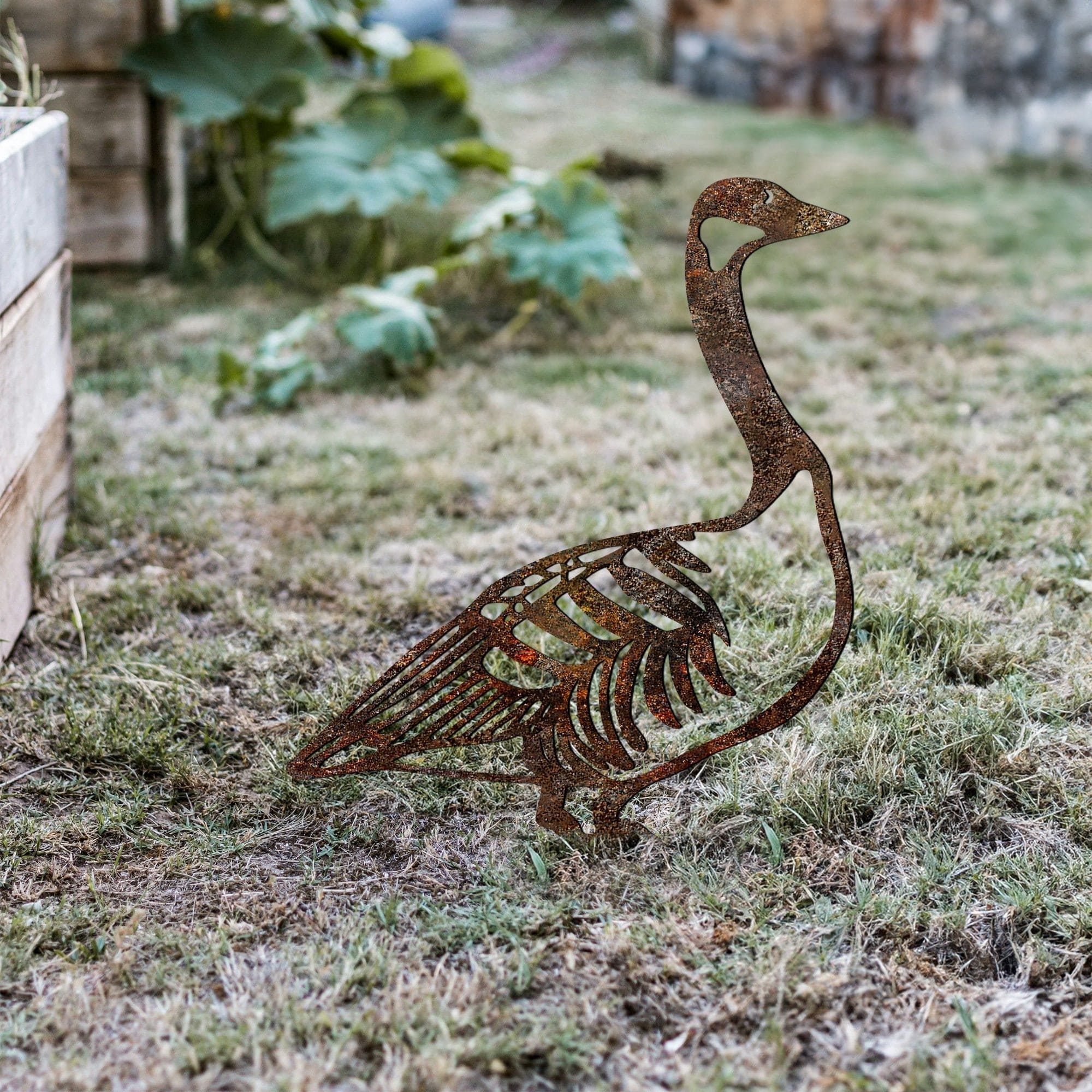 Decoratiune gradina GOOSE A-03, maro, metal, 37x44 cm