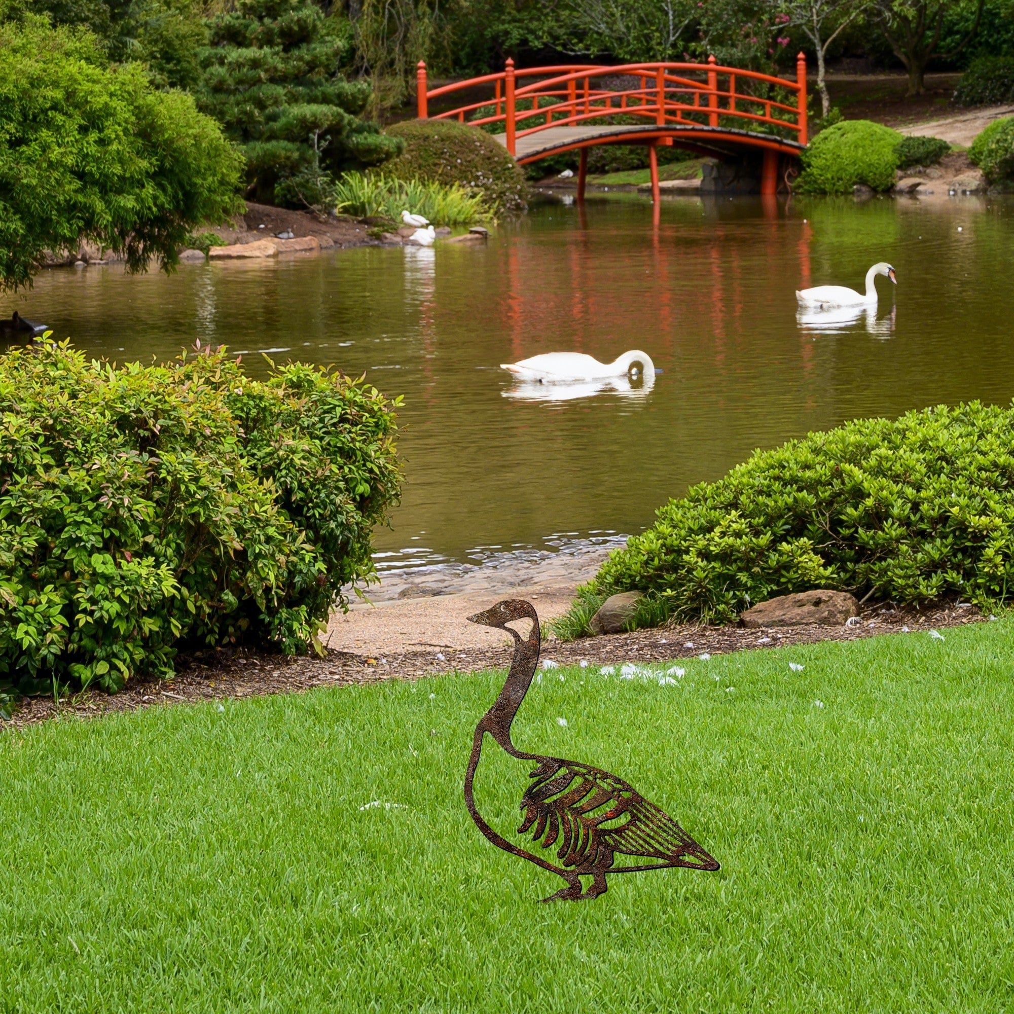 Decoratiune gradina GOOSE A-03, maro, metal, 37x44 cm