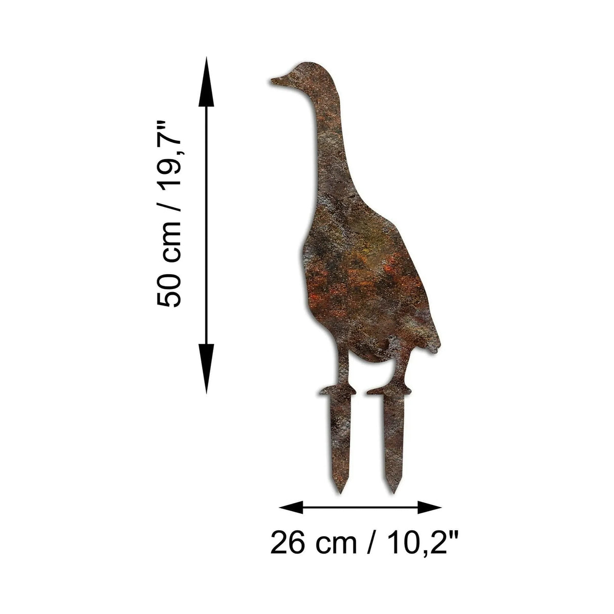 Decoratiune gradina GOOSE A-04, maro, metal, 26x50 cm