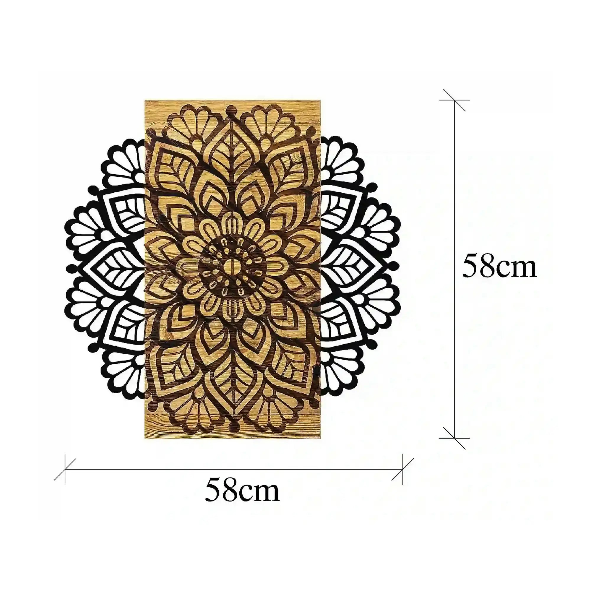 Decoratiune gradina MSIALA 2, stejar/negru, lemn/metal, 58x58 cm