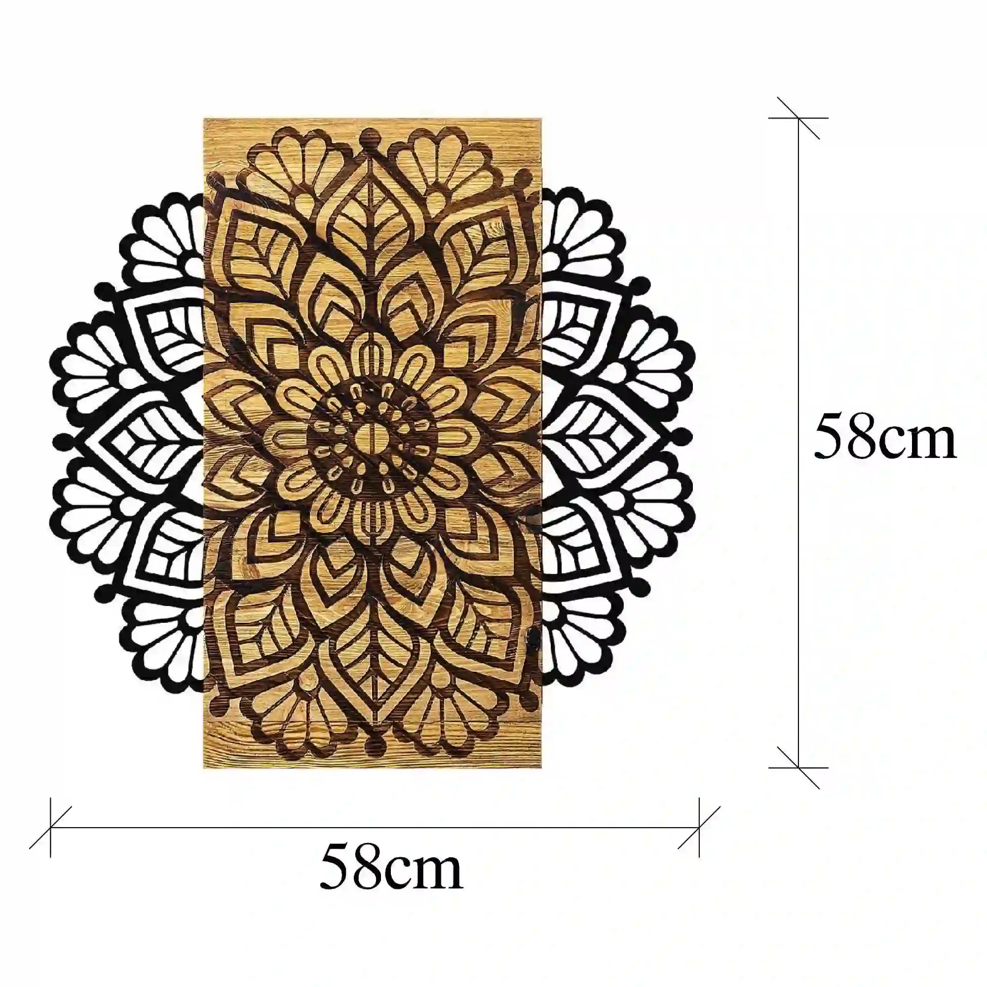 Decoratiune gradina MSIALA 2, stejar/negru, lemn/metal, 58x58 cm