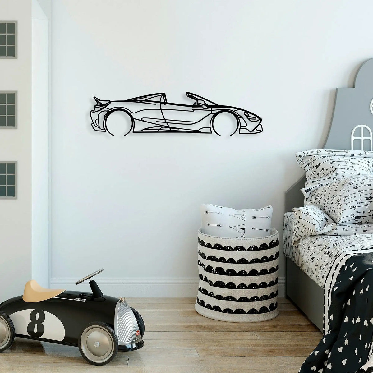 Decoratiune perete 891TNL2362, negru, metal, 70x17 cm