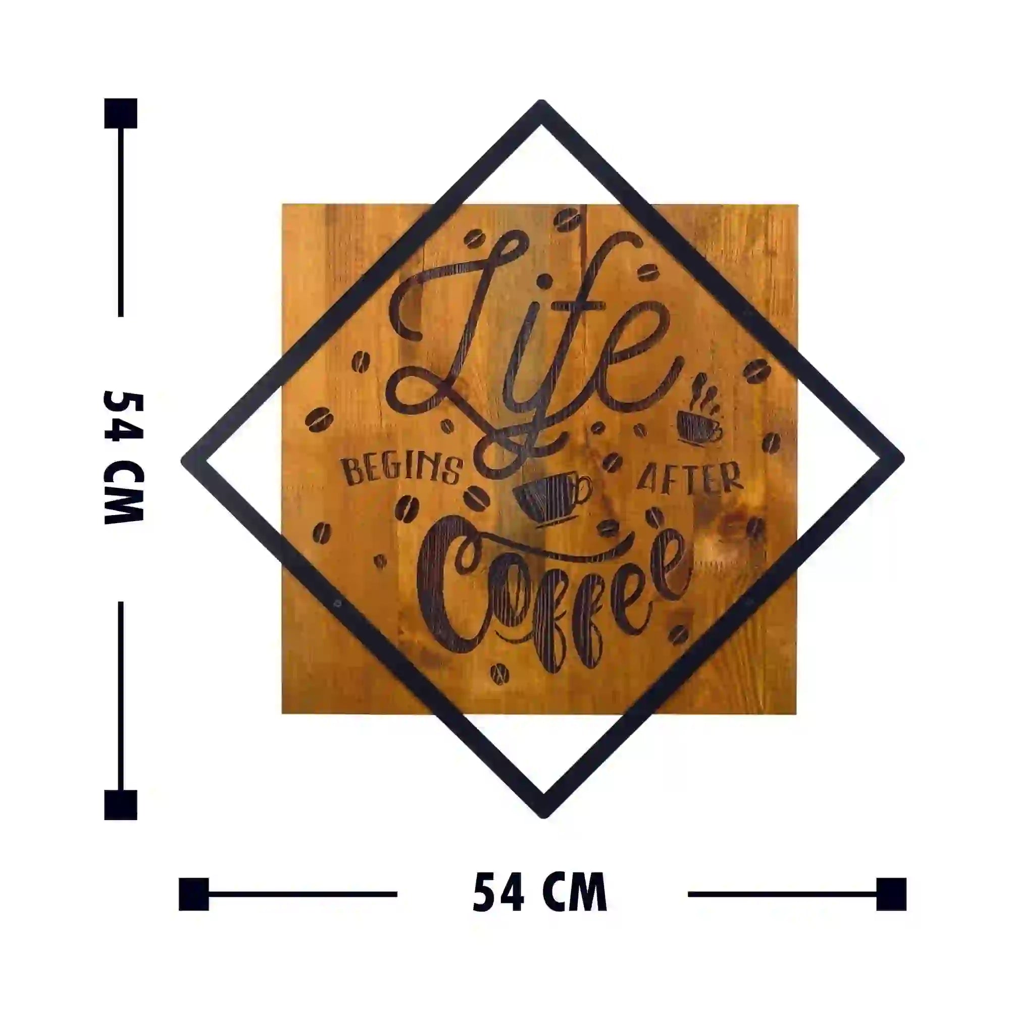 Decoratiune perete 899SKL2137, nuc/negru, lemn/metal, 54x54 cm