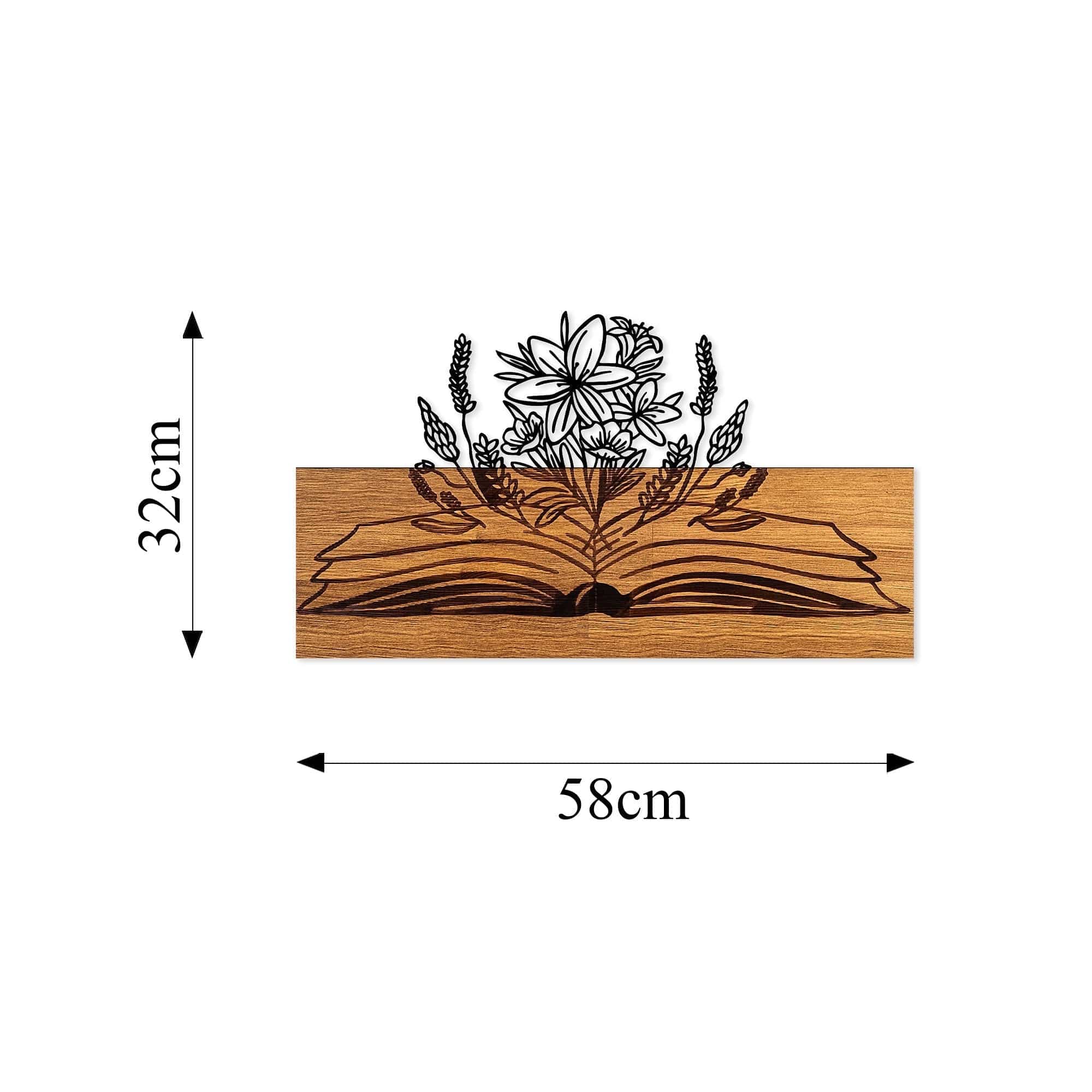 Decoratiune perete 899SKL2411, stejar/negru, metal/lemn, 58x3x32 cm